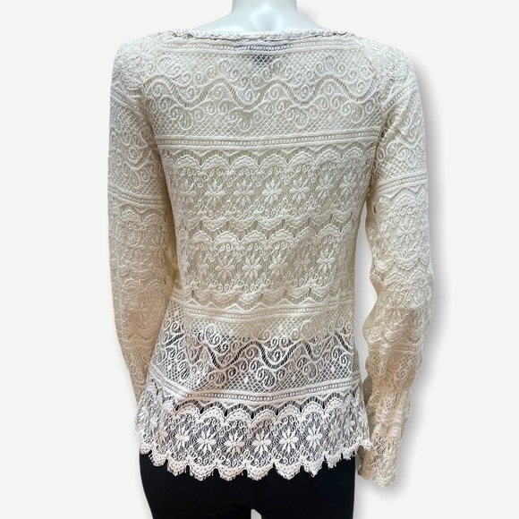 Hale BOB‎ white lace long sleeve top S - Picture 4 of 7
